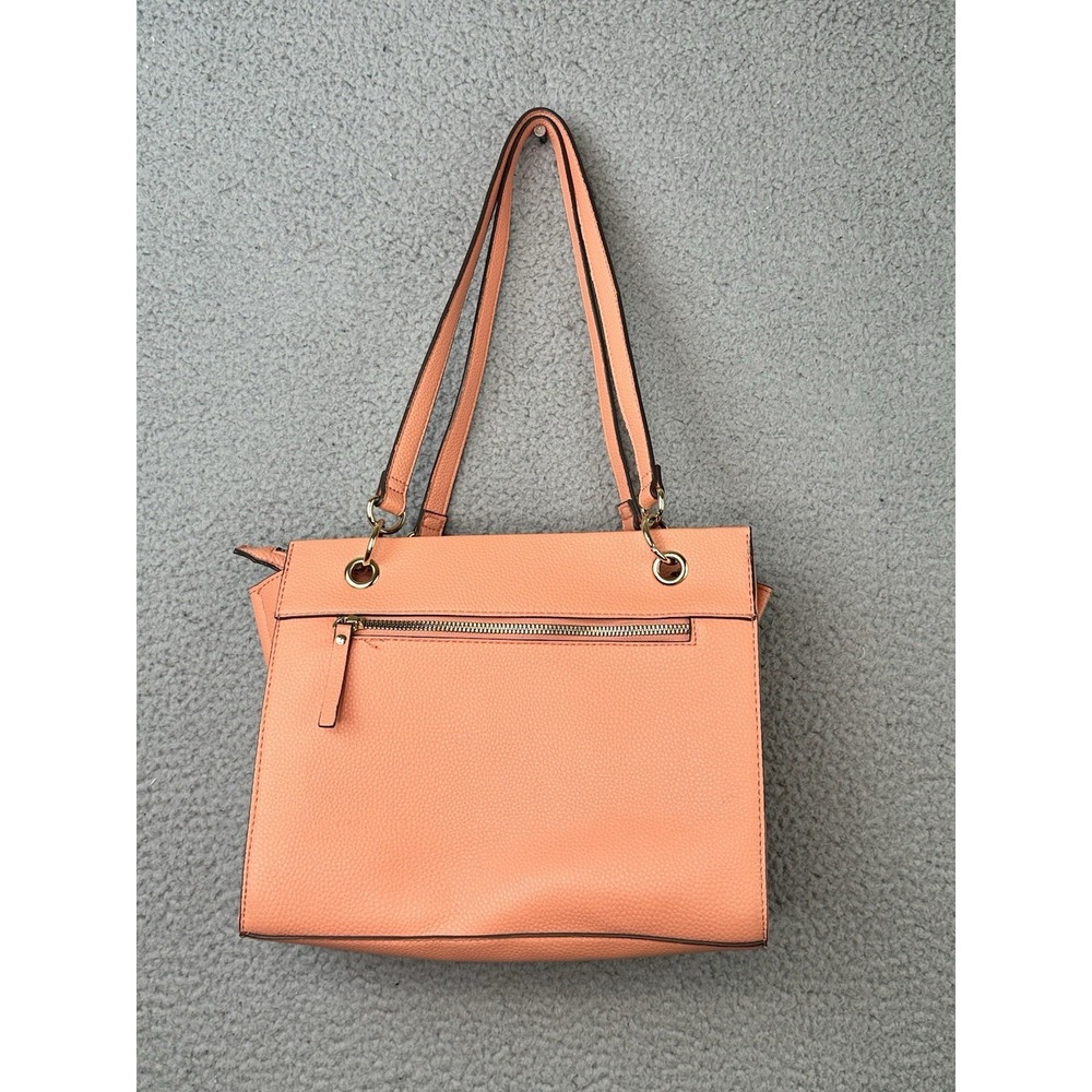 Nanette Lepore Petro Peach Straw Tote Handbag / Mixed-Media Shoulder Satchel